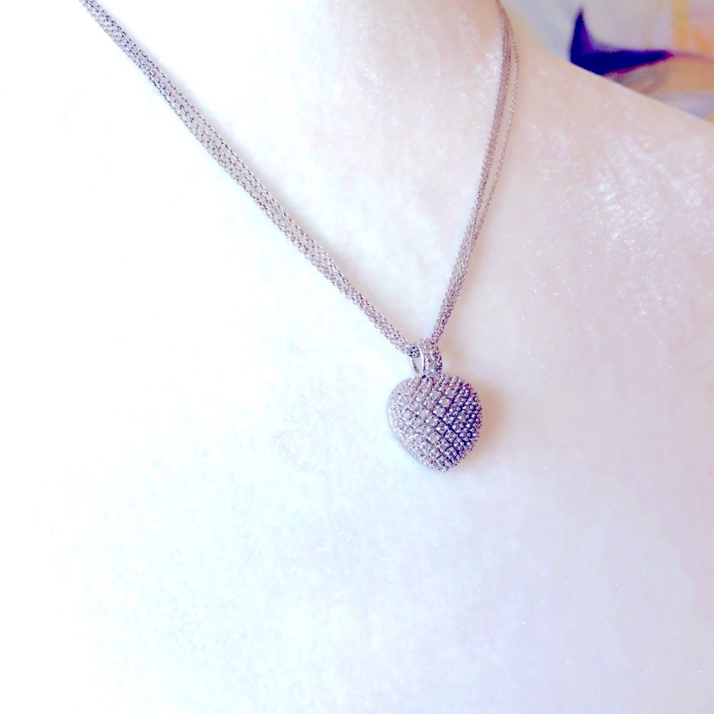 💍Diamond heart pendant with white gold necklace